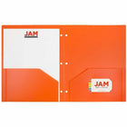 JAM Paper - Dossiers scolaires à deux pochettes - en plastique robuste - perforateur à 3 trous - orange - Paquet de 6-Quantité : 6 dossiers par paquet | Un pour chaque sujet et projet