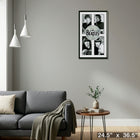Beatles Black and White Close-ups with Platinum LP - Framed Print - 24" x 36"-Ready to hang - arrives fully assembled