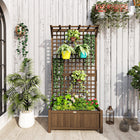 Outsunny 72" Wood Raised Garden Bed - Coffee-Lattices to entangle the vines

