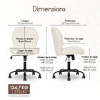 Elle Decor - Chaise de travail en tissu Kylian - Crème-Les roulettes sont conçues pour une utilisation sur du tapis, donc les planchers de bois et le carrelage sont à éviter.