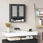 Kleankin Wall Mount Medicine Cabinet with Mirror - Black-Adjustable shelf in the cabinet for various-sized items
