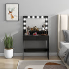 HOMCOM Makeup Vanity Desk with Lighted Mirror - 31.5" L x 15.7" W x 53.1" H - Black-Three lighting modes cater to various makeup application needs 