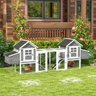 PawHut - poulailler extra large 123 po en bois pour volailles - gris-Les doubles nichoirs offrent un espace intérieur 