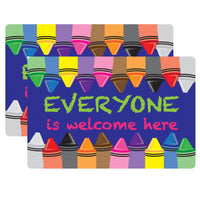 Ashley Productions - Smart Poly Tapis de bienvenue avec dos antidérapant - 15 -5" x 23 -5" - Crayons - Tout le monde est le bienvenu ici - Lot de 2-Nos tapis de qualité supérieure sont conçus pour résister aux rigueurs de l'utilisation quotidienne en classe, ce qui les rend parfaits pour les zones à fort passage.
