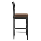 Modway Jax Oak Wood Bar Stool With Wavy Razor Back and Cushion - Black Cocoa-Armless Design