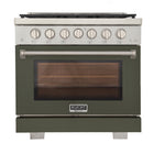 Kucht 36" KFX-X Series Pro Style Natural Gas Range - Stainless Steel/Olive Green-New true simmer burners for precise low heat cooking