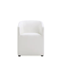Manhattan Comfort Anna Round 23.23" Modern Faux Leather Upholstered Dining Armchair - Cream-Modern Dining Chair for Dining Room and Task Use