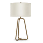 Hudson&Canal - Lampe de table Marduk de 65 cm de haut avec abat-jour en tissu - Laiton/blanc-Design moderne du milieu du siècle pour votre salon, votre espace de travail ou votre table de chevet