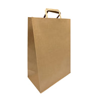 Reliabag Paper Bags - Flat Handles - 12" W x 7" D x 17" H - Kraft - 100 Pack-Made by the premium kraft paper with the re-enforced flat bottom