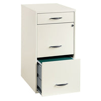 Office Designs 18" Deep Vertical File Cabinet, 3 Drawer, Pearl White-Two bottom drawers feature rails to accommodate letter-size hanging file folders