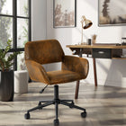 Homy Casa - Chaise de bureau industrielle réglable en suède marron avec base noire-Tissu Suède Marron : Le tissu suède doux et luxueux dans une riche couleur marron ajoute une touche d'élégance et de confort à votre espace de travail