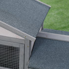 PawHut Wooden Rabbit Hutch - Grey-Non slip ramp for rabbits to move quickly 