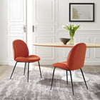 Modway - Scoop Jambe en acier revêtu de poudre noire Performance Velvet Chaises de salle à manger Ensemble de 2 - Orange-Rembourrage en velours polyester Performance
