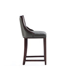 Manhattan Comfort - Tabouret de comptoir Fifth Avenue 19" traditionnel rembourré en similicuir - gris galet - lot de 2-Hauteur du siège : 26 po