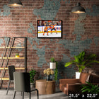 Leon Draisaitl and Connor Mcdavid Oilers Celebration - Framed Canvas - 31" x 22"-Officially licensed by the NHL and NHLPA