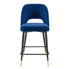 Modway Rouse Performance Velvet Counter Stool - Navy-Splayed and Tapered Legs