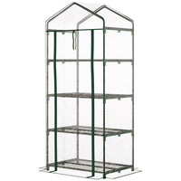 Outsunny 28" x 20" x 63" Portable Greenhouse with 4 Tier Shelves - Transparent- High-quality steel tube and  PVC  with solid, strong, and durable construction
 