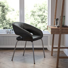 Flash Furniture Fusion Series Contemporary Leather Side Reception Chair - Black-Plastic Floor Glides