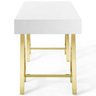 Modway Jettison 55" Office Desk - Gold White-Gold Stainless Steel Legs