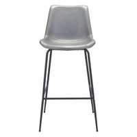 Zuo Byron Barstool - Grey-Plush and durable faux leather fabric