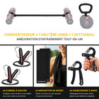 MotionGrey - Haltères ajustables 5 à 52,5 lb - Système 3-en-1 (haltère, barre et kettlebell) avec 15 niveaux de poids réglables et poignée haute résistance-Réglage rapide par cadran : Changez de poids en quelques secondes sans interrompre votre entraînement