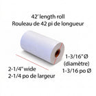 Eddie pis - Rouleau de papier thermique - 2-1/4 po x 42 pi - Paquet de 250 (Sans BPA)-Dispose d'un indicateur de ligne rouge fin de rouleau
