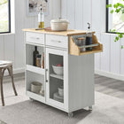 Modway Culinary Kitchen Cart With Spice Rack - White Natural-Particleboard and Paper Laminate