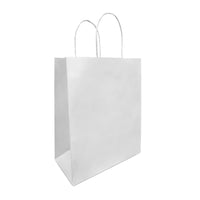 Reliabag - Sac En Papier Avec poignees Torsadees, Blanc, 10" X 5" X 13 po, Paquet De 100-Fabrique en papier kraft blanc de qualite superieure avec fond plat renforce.