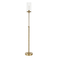 Hudson&Canal Frieda 66" Tall Floor Lamp with Glass Shade - Brass/Clear-Industrial design for your living room, office space, bedroom, or reading nook