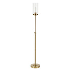 Hudson&Canal - Lampadaire Frieda 66" de haut avec abat-jour en verre - Laiton/Transparent-Design industriel pour votre salon, votre bureau, votre chambre ou votre coin lecture