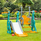 Qaba - Ensemble balançoire et toboggan 3 en 1 pour enfants avec panier de basket et hauteur de siège réglable-La hauteur de la balançoire est réglable pour s'adapter aux différentes hauteurs de bébés 