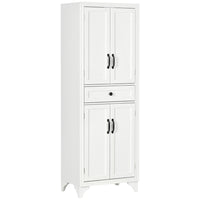 HOMCOM 67" H Kitchen Pantry Cabinet with Doors and Shelves - White-Simple modern design with shaker doors and antique accents enhances any room's decor 