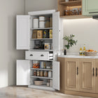 HOMCOM 72" H Freestanding Kitchen Pantry Cabinet with Drawer - White-Its large drawer and 6-tier design provide ample storage space 