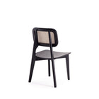 Manhattan Comfort Versailles 18.5" Industry Chic Dining Chair - Black and Natural Cane - Set of 4-Unique Rounded Rectangular Backrest Made of Cane