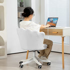 HOMCOM - Chaise de bureau en polaire sherpa à dossier moyen avec roulettes pivotantes - blanc-Roues et siège pivotants assurent une mobilité facile et rapide