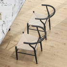 HOMCOM Weave Dining Chairs with Hemp Seat for Kitchen - Black - Set of 2-Suitable for use in dining areas, living rooms and bedrooms