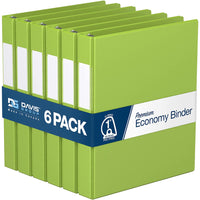 Davis Group Super économie, Reliure à anneaux en “D” inclinés 1 po, paquet de 6 – Vert Lime-3 Reliure À Anneaux