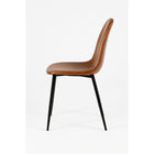 Nicer Interior - Chaises d'appoint en cuir reconstitué et pieds en métal - Marron - Lot de 4-Pieds inclinés en acier thermolaqué noir pour un look moderne