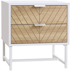 HOMCOM - Table de chevet moderne avec 2 tiroirs et base en métal - blanc-2 tiroirs offrent un espace de rangement pour vos petits objets 