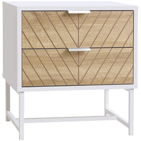 HOMCOM - Table de chevet moderne avec 2 tiroirs et base en métal - blanc-2 tiroirs offrent un espace de rangement pour vos petits objets 
