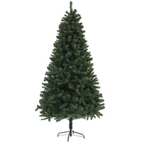 HOMCOM 7.5' Artificial Christmas Tree with Auto Open - Steel Base - Green-7.5ft/2.25m tall in a real wide tree shape, providing a healthy, natural look 