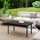 Outsunny Metal Patio Coffee Table - Brown-Wood grain effect enhances outdoor aesthetic appeal 