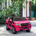 Qaba 12V Licensed Toyota Kids Electric RC Car - Pink-Dual headlights improve evening visibility 