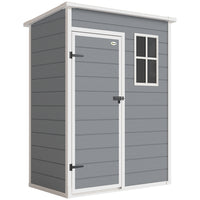Outsunny 5 x 3FT Outdoor Storage Shed with Floor-Constructed from polypropylene resin plastic with steel reinforcement for added durability
