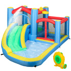 Qaba - Château gonflable 5 en 1 avec toboggan aquatique et 2 bassins - 12,6 pi L x 9,5 pi l - multicolore-Conception 5-en-1 offrant toboggan, bassins d'eau, panier, saut et fléchettes . 