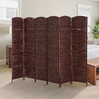 HOMCOM 6 Panels Hand-Woven Freestanding Room Divider for Home Office - Brown-Folding design with four panels, easy to create a new look and space-saving to store
 