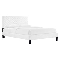 Modway Roxanne Performance Velvet Full Platform Bed - White-Vintage Modern Full Bed