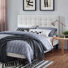 Modway Paisley Tufted Upholstered Linen Fabric Full/Queen Headboard - White-Full / Queen Size Headboard