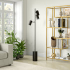Hudson&Canal Dorset 3-Light Floor Lamp with Metal Shades - Blackened Bronze/Blackened Bronze-Handcrafted blackened bronze finish is applied to the steel base