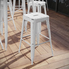 Flash Furniture Commercial Grade 30" High Backless Distressed Metal Indoor-Outdoor Barstool - White-Stack Quantity: 10